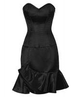 Robe corset satin noir jupe p...