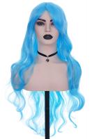 Perruque longue bleue claire ondule 80cm, cosplay